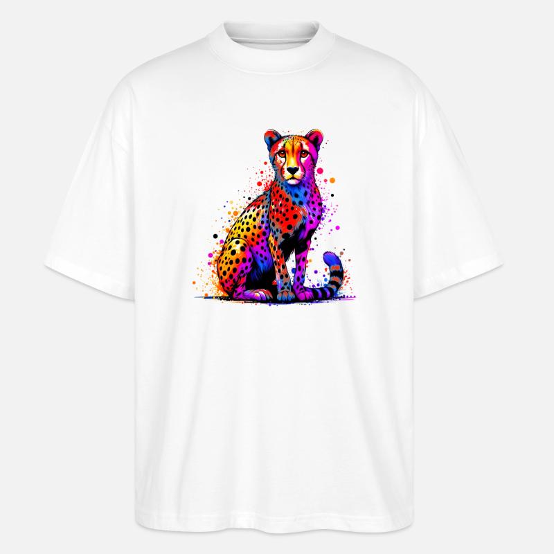 Cheetah - Stanley/Stella Oversized Unisex Organic T-shirt Blaster 2.0 - white