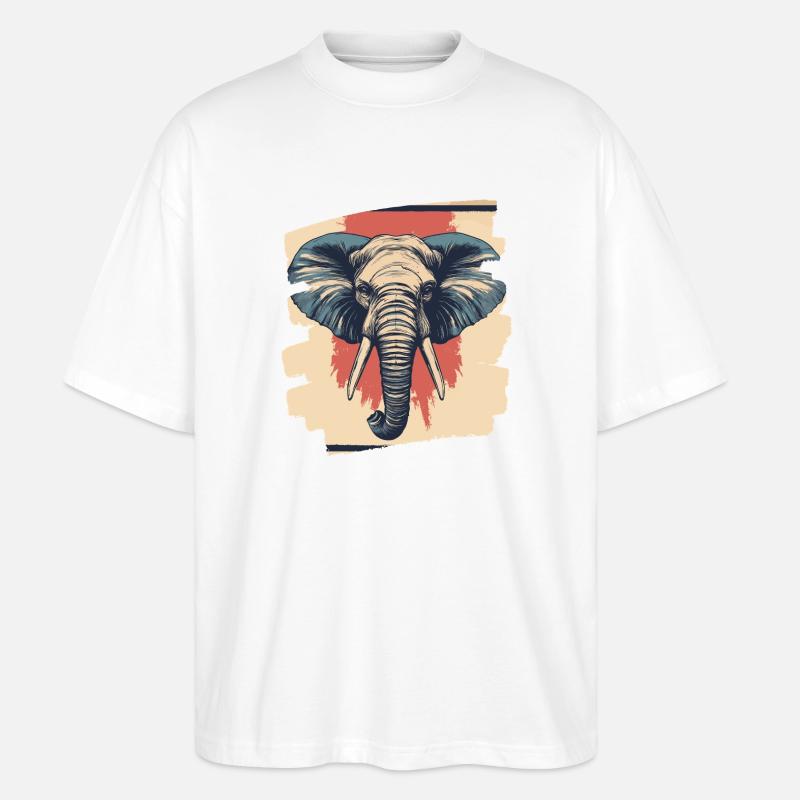 Elefant - Stanley/Stella Oversized Unisex Bio T-Shirt Blaster 2.0 - Weiß