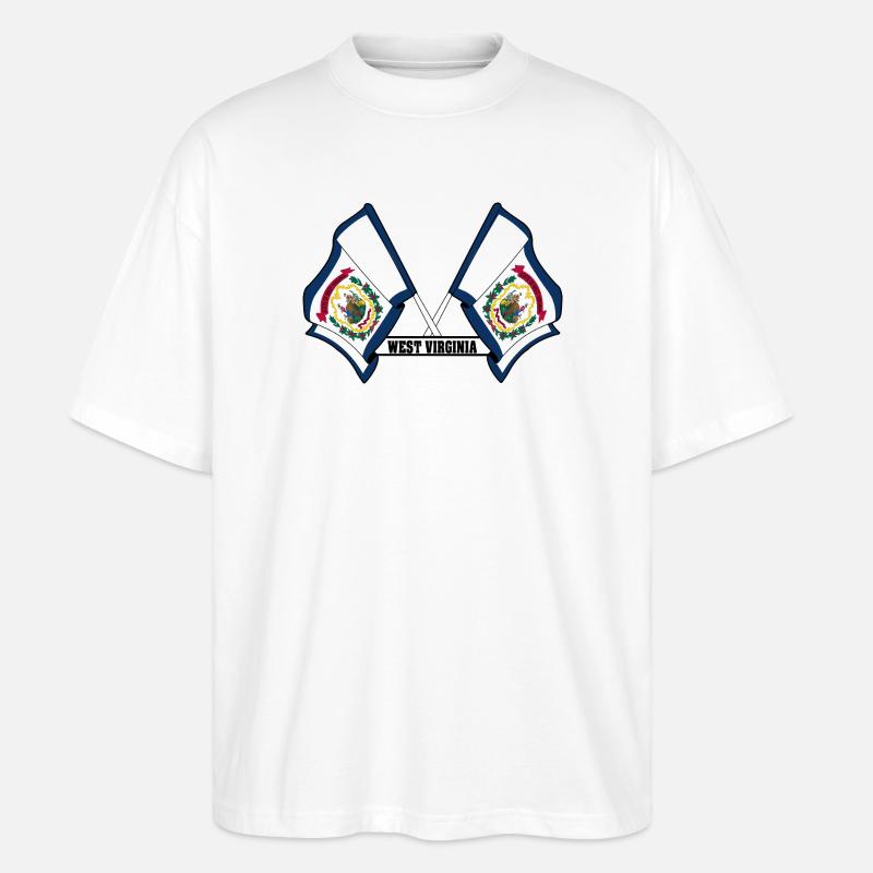 Texte à deux drapeaux VIRGINIE OCCIDENTALE - T-shirt bio Blaster 2.0 coupe oversize Stanley/Stella Unisexe - blanc