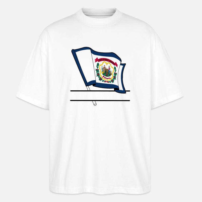 Flagge West Virginia Textbanner - Stanley/Stella Oversized Unisex Bio T-Shirt Blaster 2.0 - Weiß