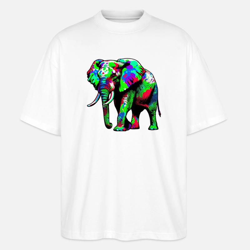 Elefant - Stanley/Stella Oversized Unisex Bio T-Shirt Blaster 2.0 - Weiß