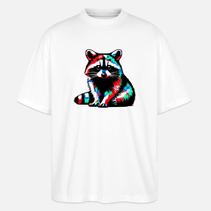 Waschbär - Stanley/Stella Oversized Unisex Bio T-Shirt Blaster 2.0 - Weiß