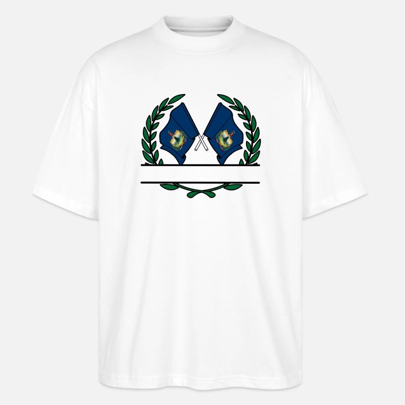 Drapeaux USA Vermont laurier couronne bannière - T-shirt bio Blaster 2.0 coupe oversize Stanley/Stella Unisexe - blanc