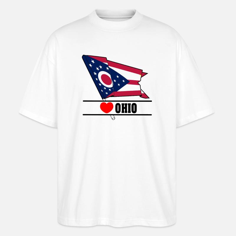 Flagge Ohio Herz OHIO - Stanley/Stella Oversized Unisex Bio T-Shirt Blaster 2.0 - Weiß