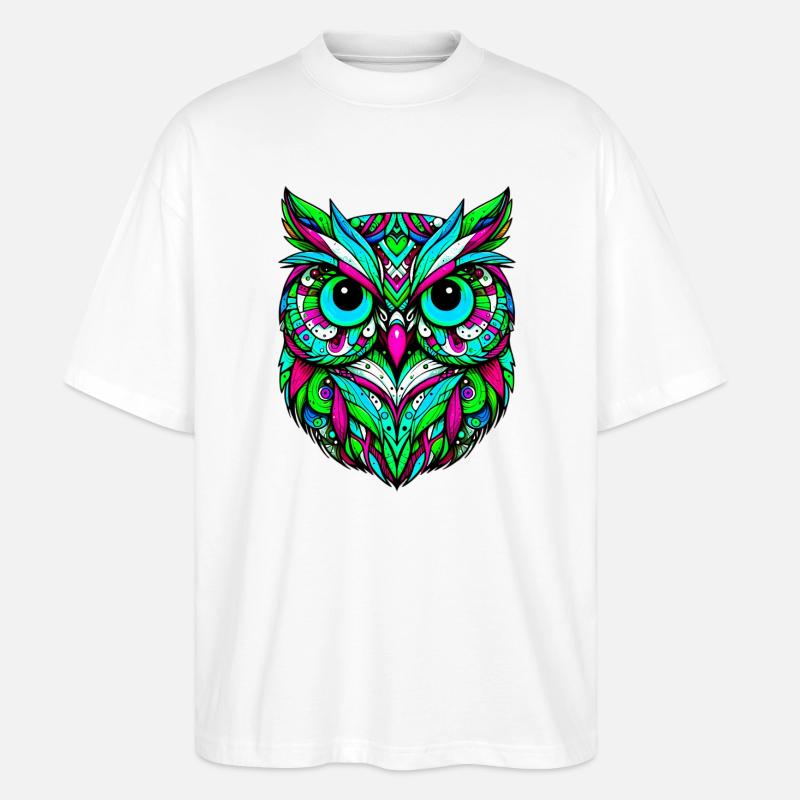 Eule - Stanley/Stella Oversized Unisex Bio T-Shirt Blaster 2.0 - Weiß