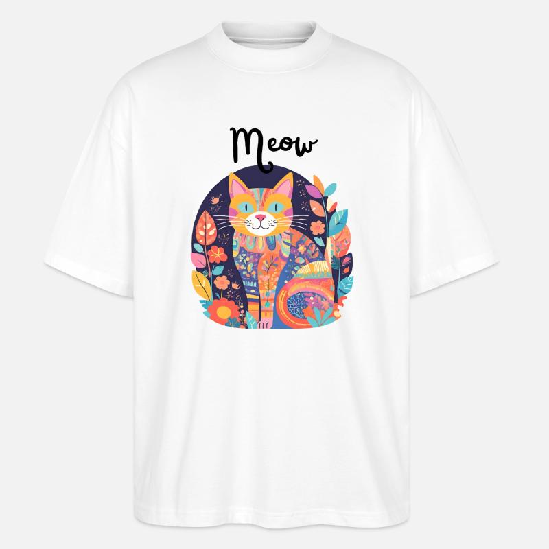 Bunte Katzen-Patchwork-Anthologie - Stanley/Stella Oversized Unisex Bio T-Shirt Blaster 2.0 - Weiß