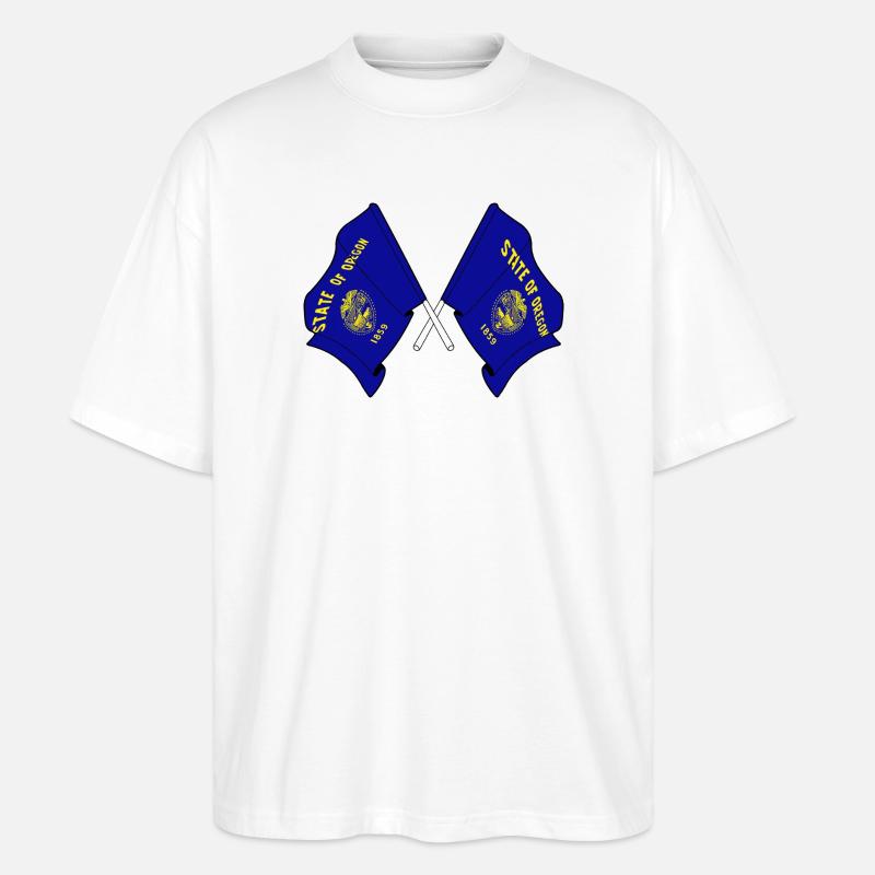 Deux drapeaux ont traversé l’Oregon - T-shirt bio Blaster 2.0 coupe oversize Stanley/Stella Unisexe - blanc