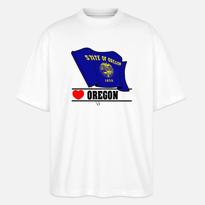 Flagge Oregon Herz OREGON - Stanley/Stella Oversized Unisex Bio T-Shirt Blaster 2.0 - Weiß
