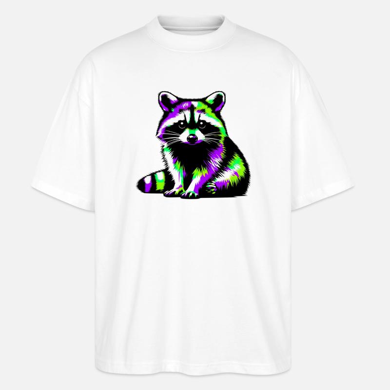 Waschbär - Stanley/Stella Oversized Unisex Bio T-Shirt Blaster 2.0 - Weiß