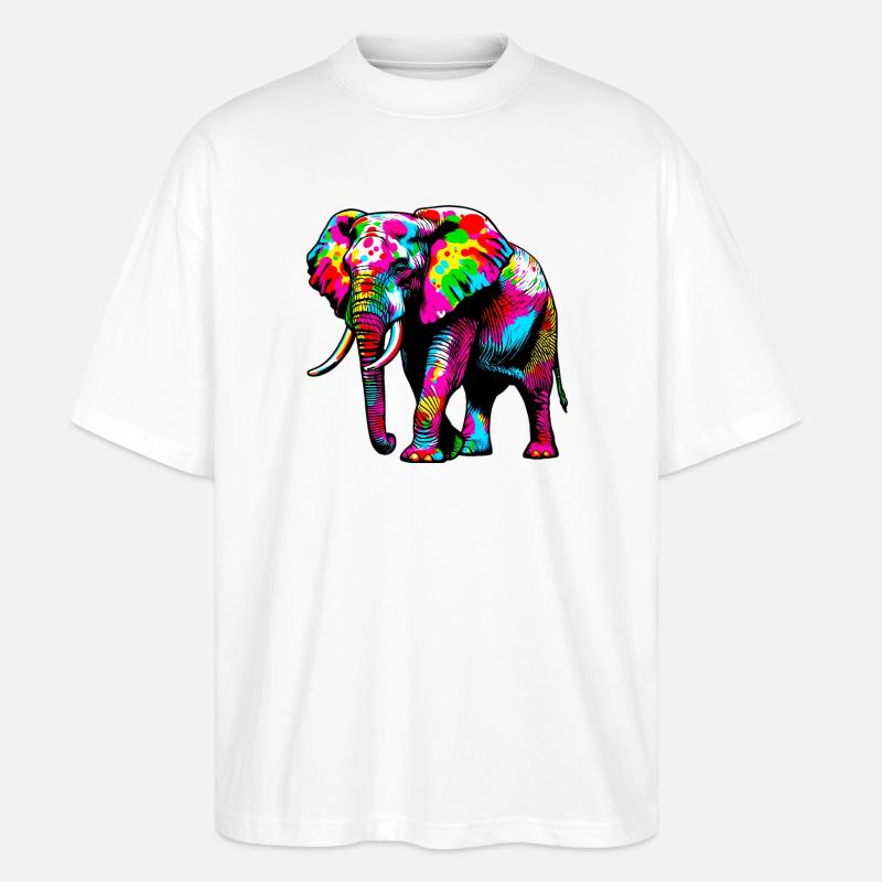 Elefant - Stanley/Stella Oversized Unisex Bio T-Shirt Blaster 2.0 - Weiß
