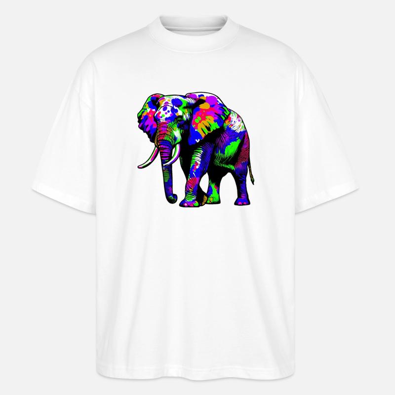 Elefant - Stanley/Stella Oversized Unisex Bio T-Shirt Blaster 2.0 - Weiß