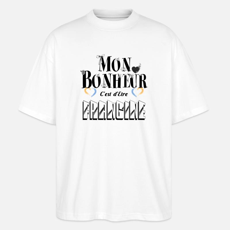 Mon Bonheur C'est d'Etre Frangine - T-shirt bio Blaster 2.0 coupe oversize Stanley/Stella Unisexe - blanc