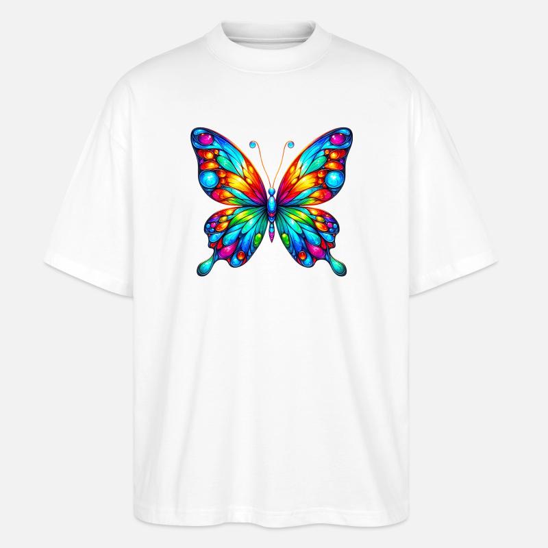 Schmetterling - Stanley/Stella Oversized Unisex Bio T-Shirt Blaster 2.0 - Weiß