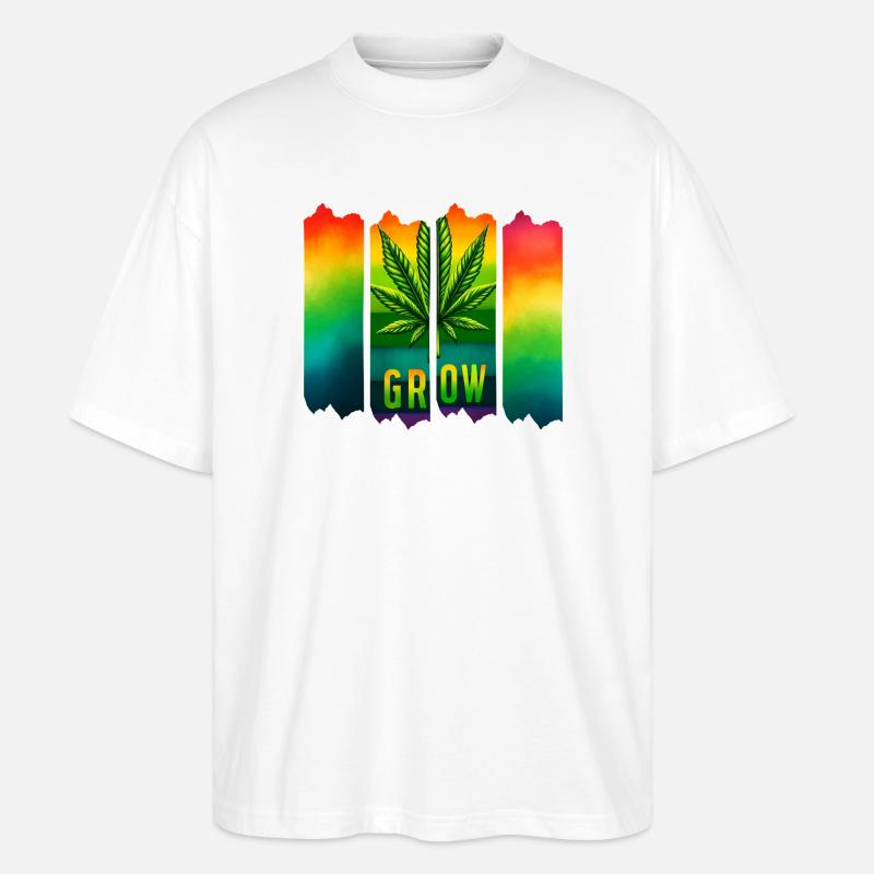 Grow Hanfblatt Brushdesign im Reggae-Stil - Stanley/Stella Oversized Unisex Bio T-Shirt Blaster 2.0 - Weiß