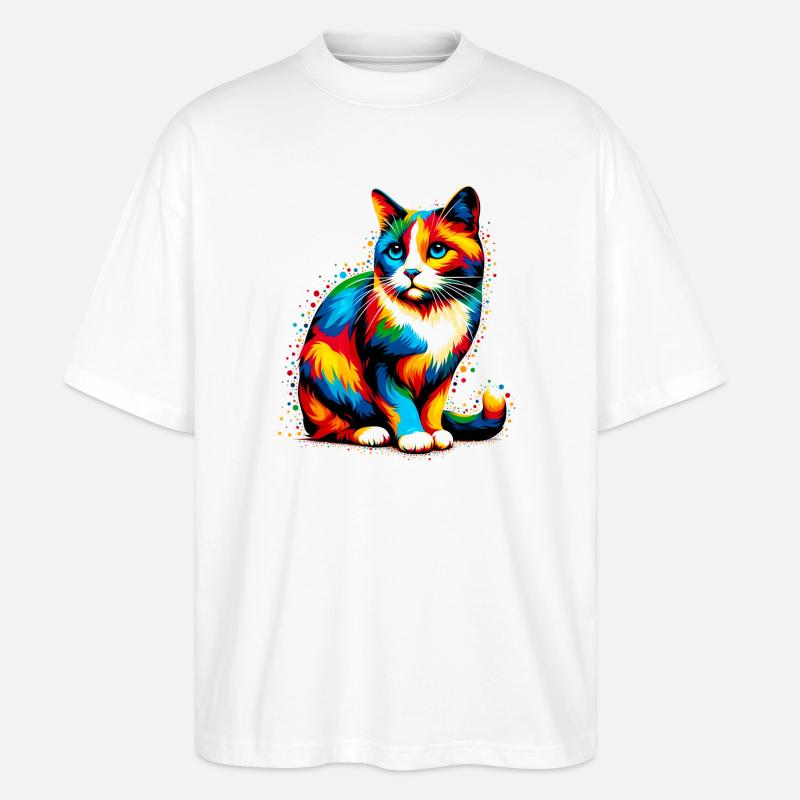 Katze - Stanley/Stella Oversized Unisex Bio T-Shirt Blaster 2.0 - Weiß