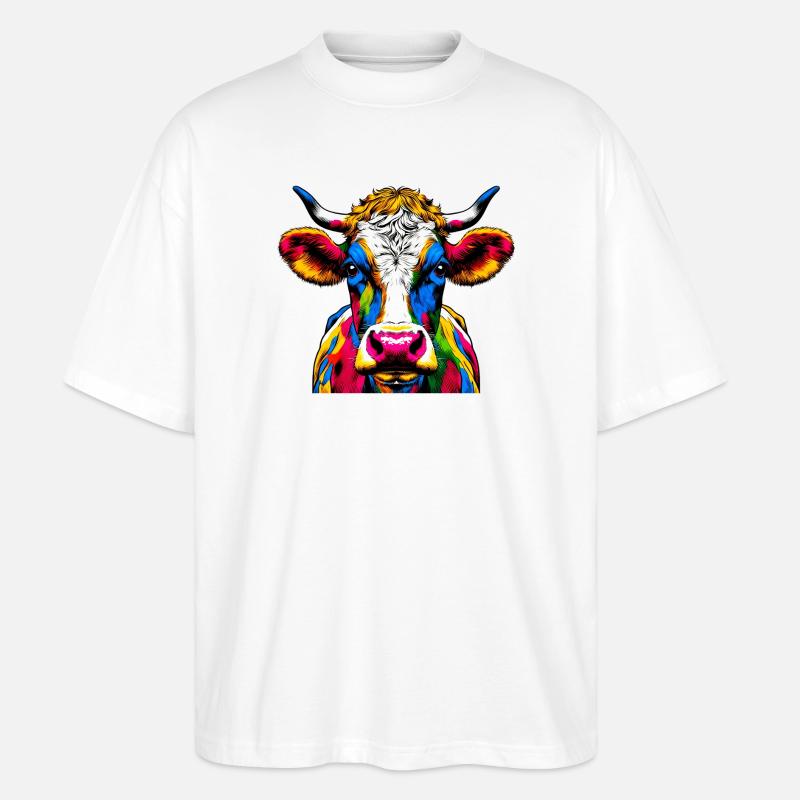 Kuh - Stanley/Stella Oversized Unisex Bio T-Shirt Blaster 2.0 - Weiß