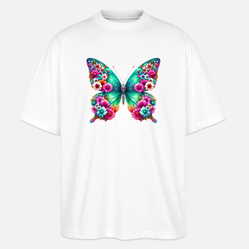 Schmetterling - Stanley/Stella Oversized Unisex Bio T-Shirt Blaster 2.0 - Weiß