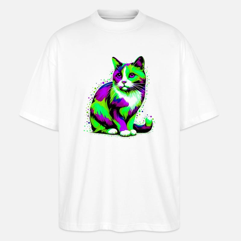Katze - Stanley/Stella Oversized Unisex Bio T-Shirt Blaster 2.0 - Weiß