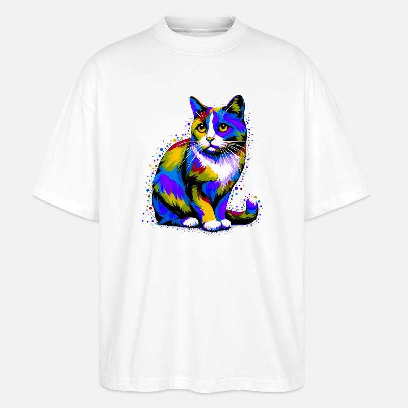 Katze - Stanley/Stella Oversized Unisex Bio T-Shirt Blaster 2.0 - Weiß