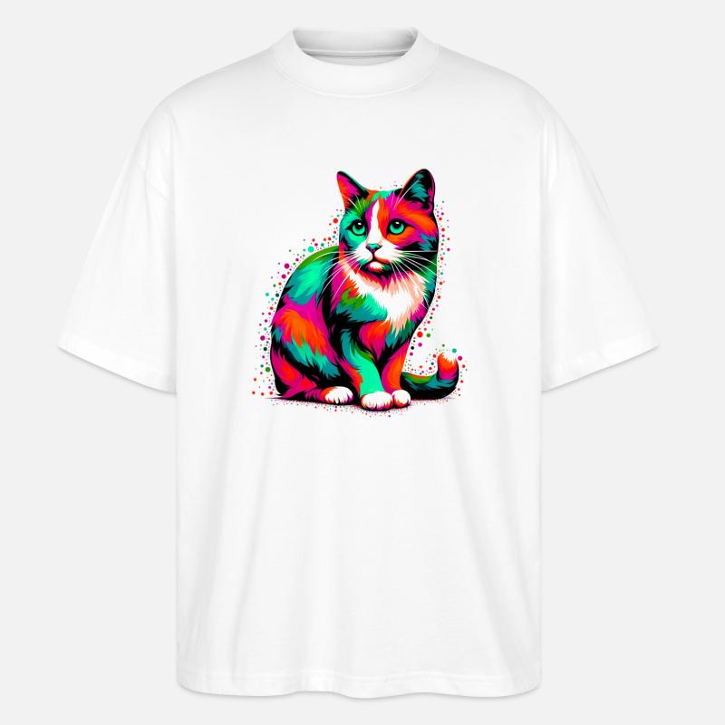 Katze - Stanley/Stella Oversized Unisex Bio T-Shirt Blaster 2.0 - Weiß