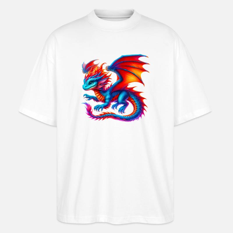 Drache - Stanley/Stella Oversized Unisex Bio T-Shirt Blaster 2.0 - Weiß