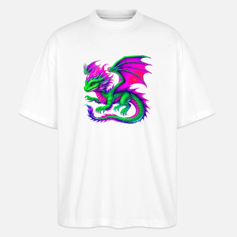 Drache - Stanley/Stella Oversized Unisex Bio T-Shirt Blaster 2.0 - Weiß