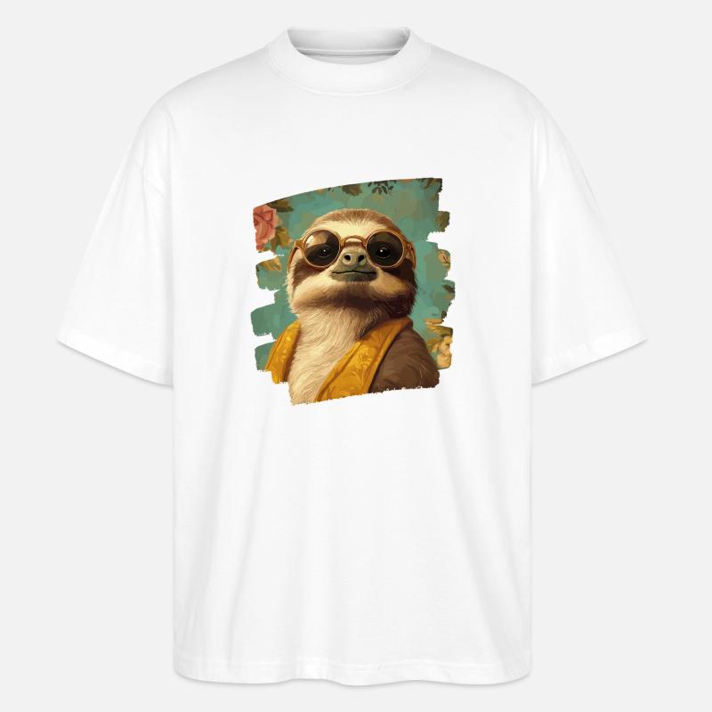 Faultier - Stanley/Stella Oversized Unisex Bio T-Shirt Blaster 2.0 - Weiß