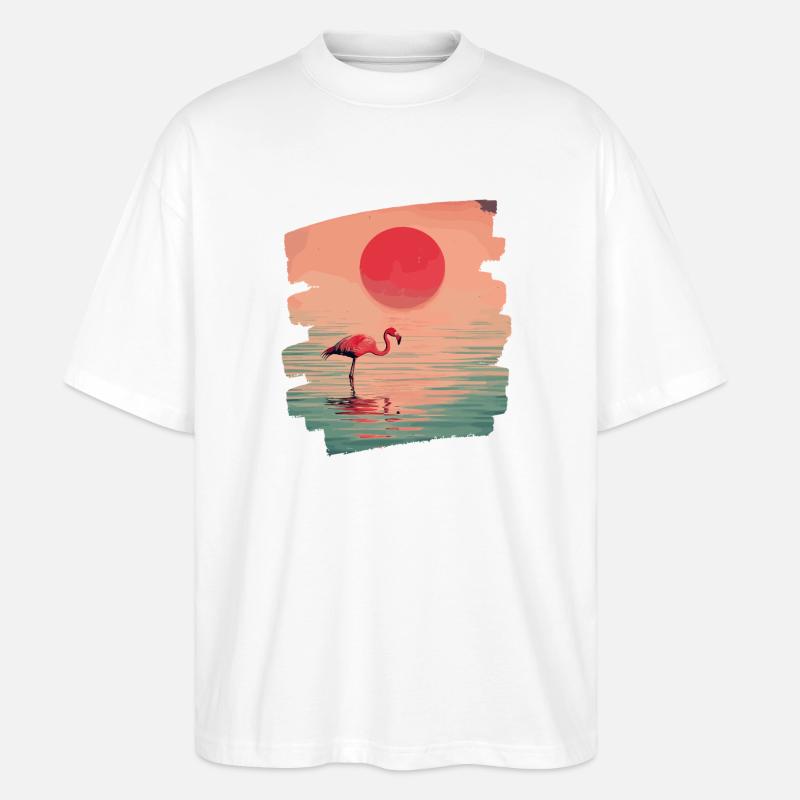 Flamingo - Stanley/Stella Oversized Unisex Bio T-Shirt Blaster 2.0 - Weiß