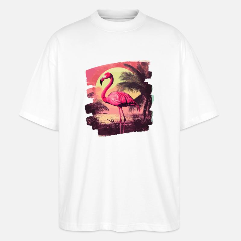 Flamingo - Stanley/Stella Oversized Unisex Bio T-Shirt Blaster 2.0 - Weiß
