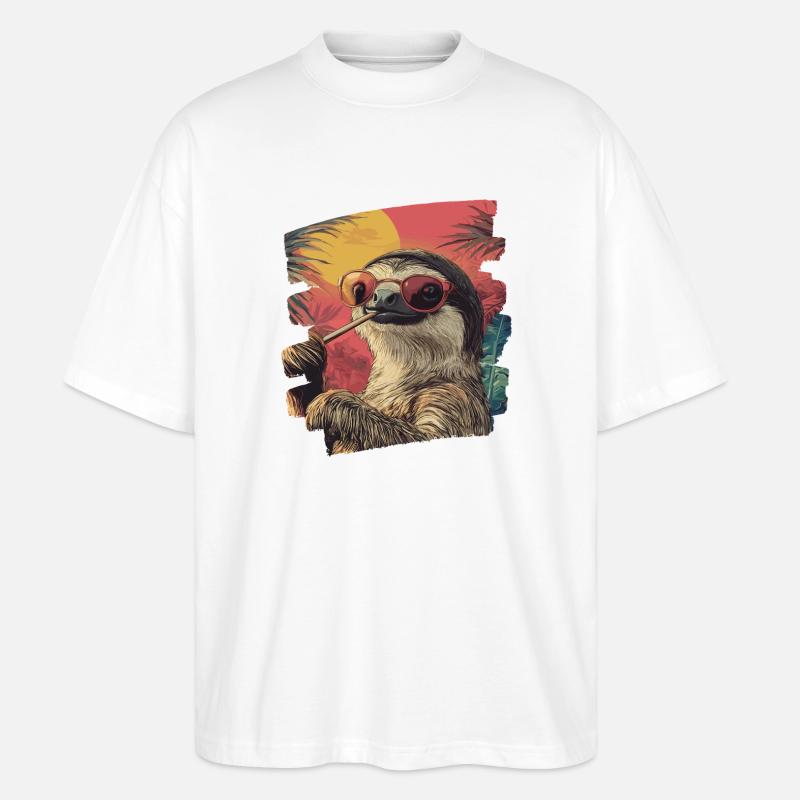 Faultier - Stanley/Stella Oversized Unisex Bio T-Shirt Blaster 2.0 - Weiß