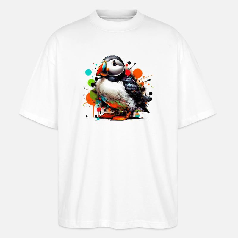 Papageitaucher - Stanley/Stella Oversized Unisex Bio T-Shirt Blaster 2.0 - Weiß