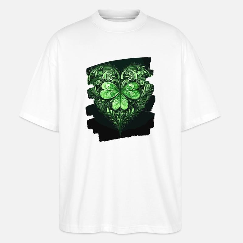 St. Patricks day Kleeblatt Herz - Stanley/Stella Oversized Unisex Bio T-Shirt Blaster 2.0 - Weiß