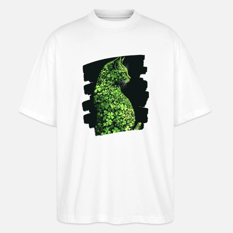 Chat de la Saint-Patrick - T-shirt bio Blaster 2.0 coupe oversize Stanley/Stella Unisexe - blanc