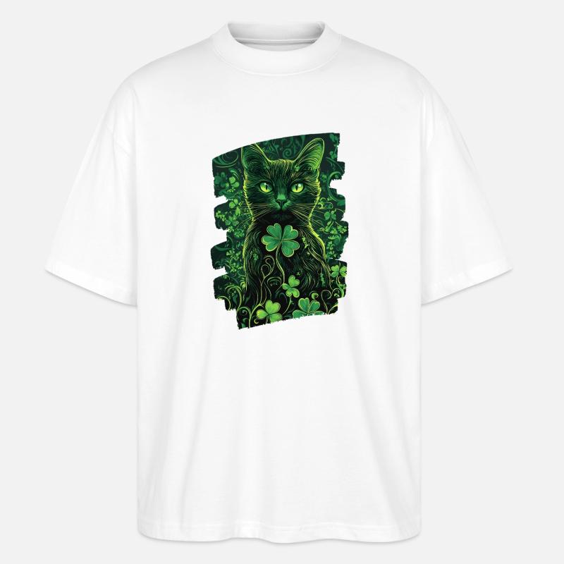 Chat de la Saint-Patrick - T-shirt bio Blaster 2.0 coupe oversize Stanley/Stella Unisexe - blanc