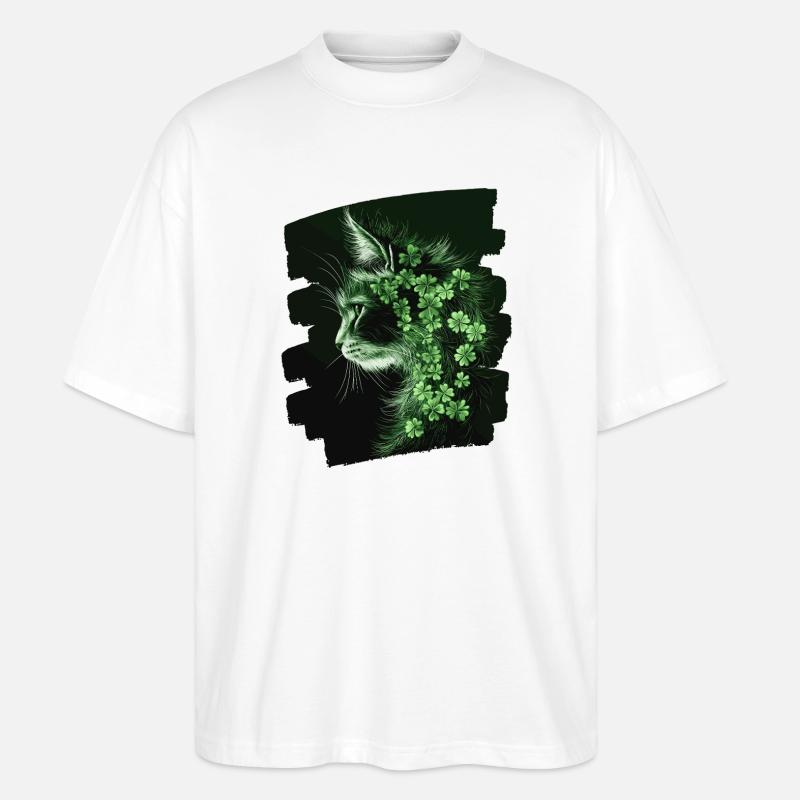 St Patricks day Katze - Stanley/Stella Oversized Unisex Bio T-Shirt Blaster 2.0 - Weiß