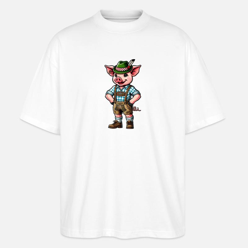 Bayerisches Schwein - Stanley/Stella Oversized Unisex Bio T-Shirt Blaster 2.0 - Weiß