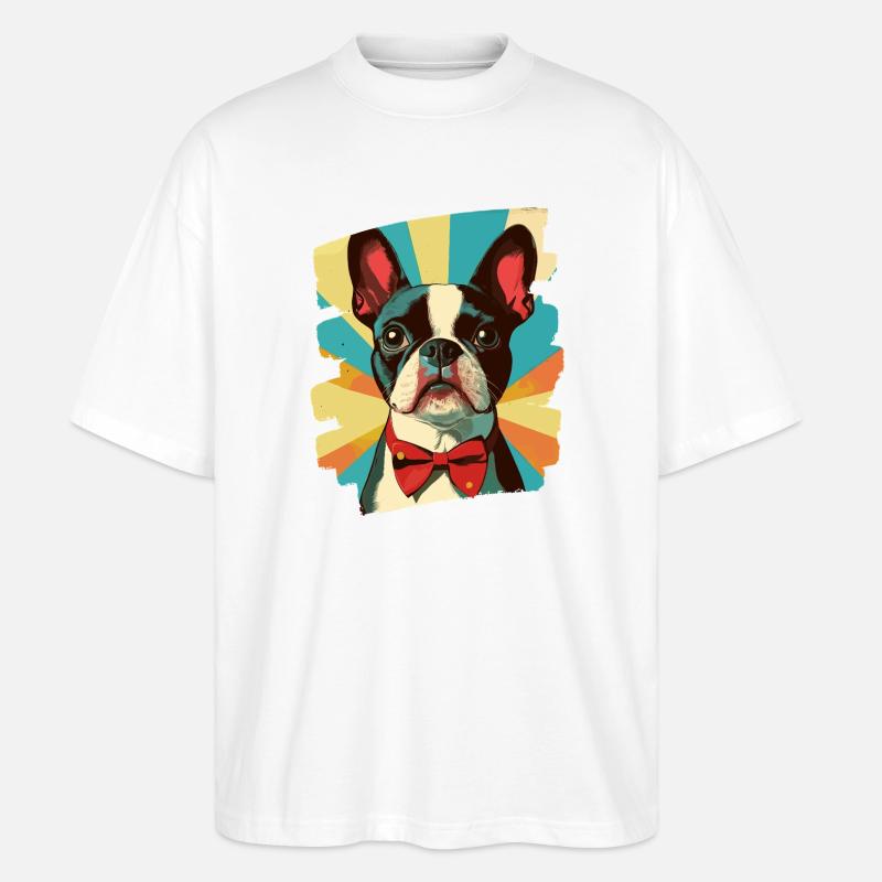 Boston Terrier - Stanley/Stella Oversized Unisex Bio T-Shirt Blaster 2.0 - Weiß