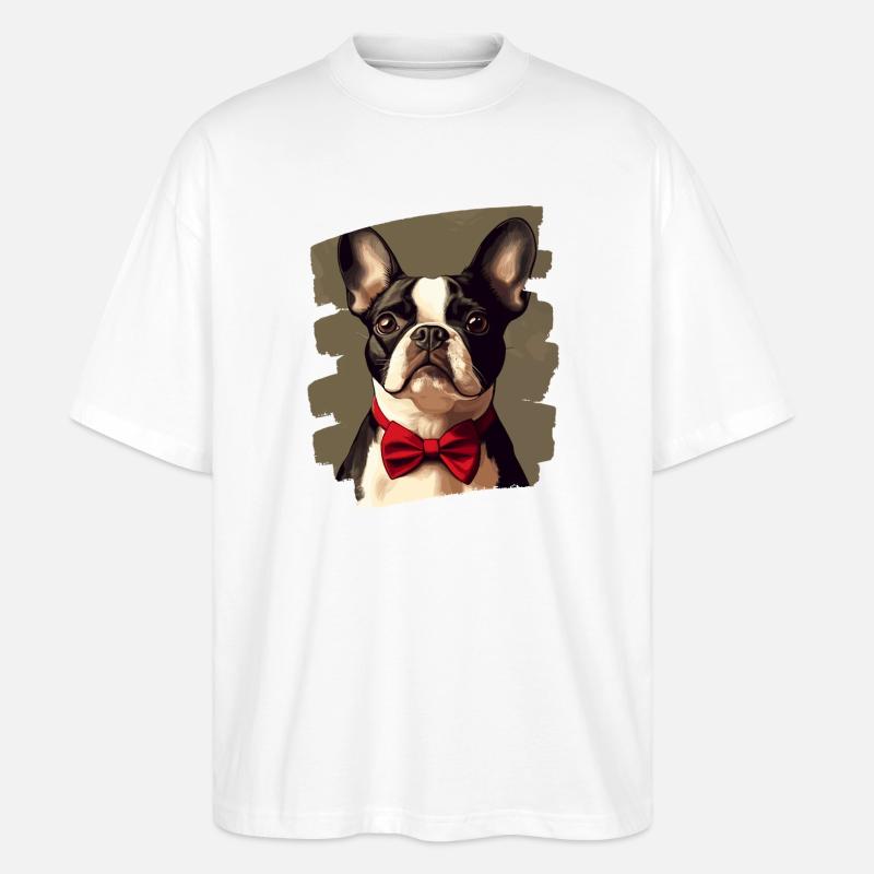 Boston Terrier - Stanley/Stella Oversized Unisex Bio T-Shirt Blaster 2.0 - Weiß