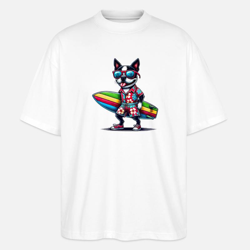 Bostie Surfer Vibes Design - Stanley/Stella Oversized Unisex Bio T-Shirt Blaster 2.0 - Weiß