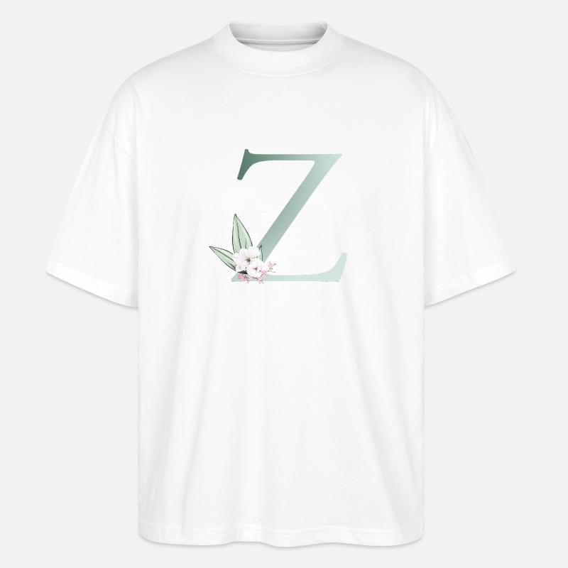 Z Monogramm, Floral, personalisierbar - Stanley/Stella Oversized Unisex Bio T-Shirt Blaster 2.0 - Weiß