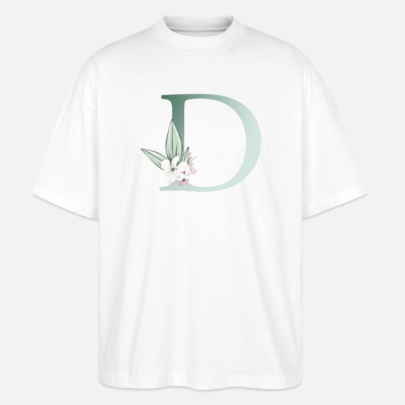 D Monogramm, Floral, personalisierbar - Stanley/Stella Oversized Unisex Bio T-Shirt Blaster 2.0 - Weiß
