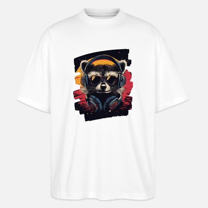 Waschbär - Stanley/Stella Oversized Unisex Bio T-Shirt Blaster 2.0 - Weiß