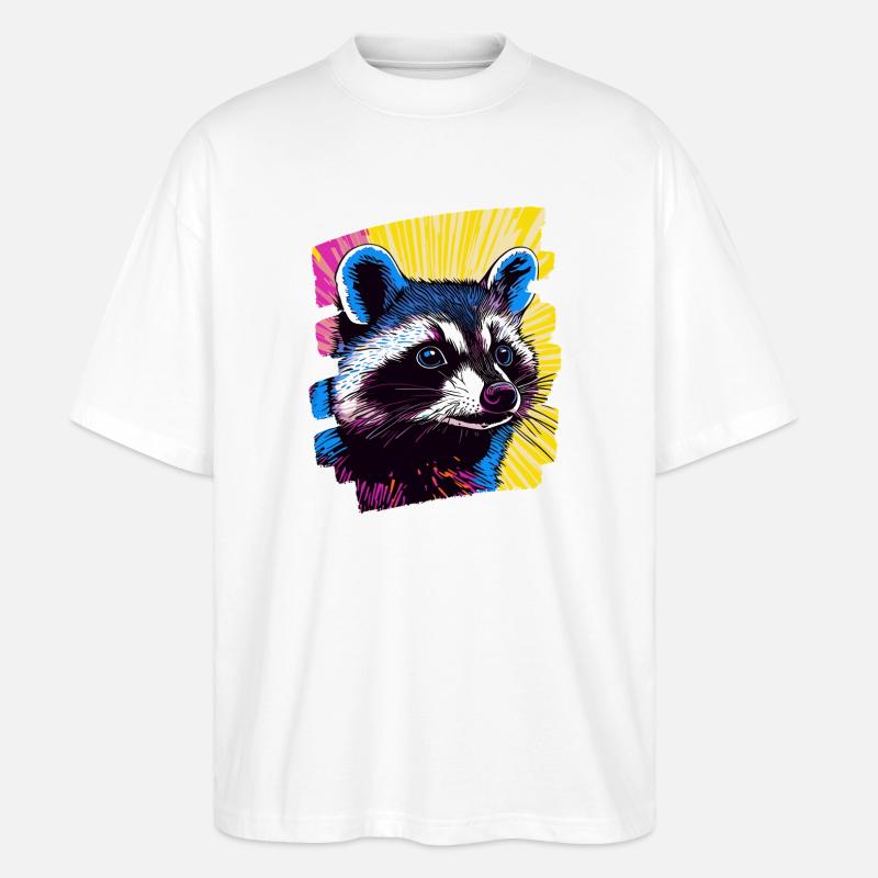 Waschbär - Stanley/Stella Oversized Unisex Bio T-Shirt Blaster 2.0 - Weiß