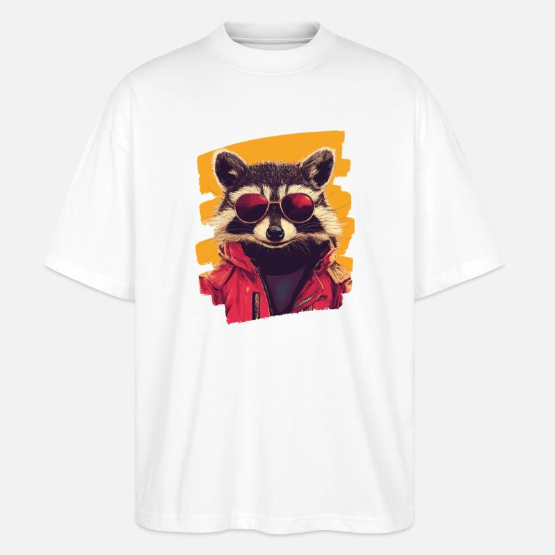 Waschbär - Stanley/Stella Oversized Unisex Bio T-Shirt Blaster 2.0 - Weiß