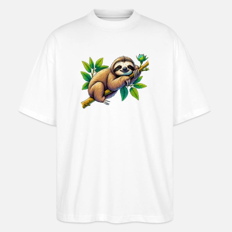 Faultier - Stanley/Stella Oversized Unisex Bio T-Shirt Blaster 2.0 - Weiß