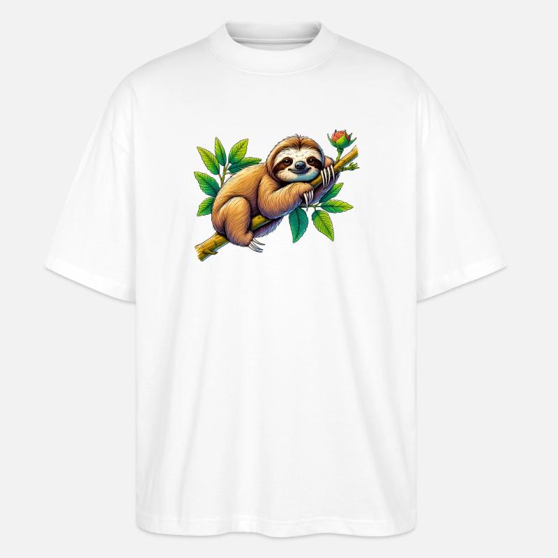 Faultier - Stanley/Stella Oversized Unisex Bio T-Shirt Blaster 2.0 - Weiß