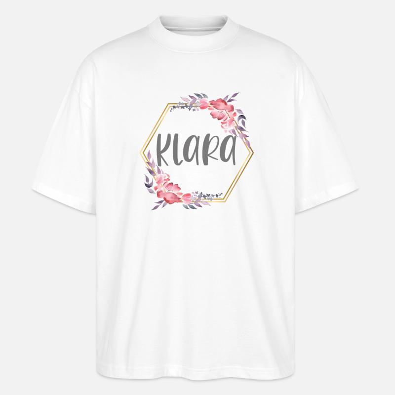 Klara Mädchen Name personalisiertes Geschenk - Stanley/Stella Oversized Unisex Bio T-Shirt Blaster 2.0 - Weiß