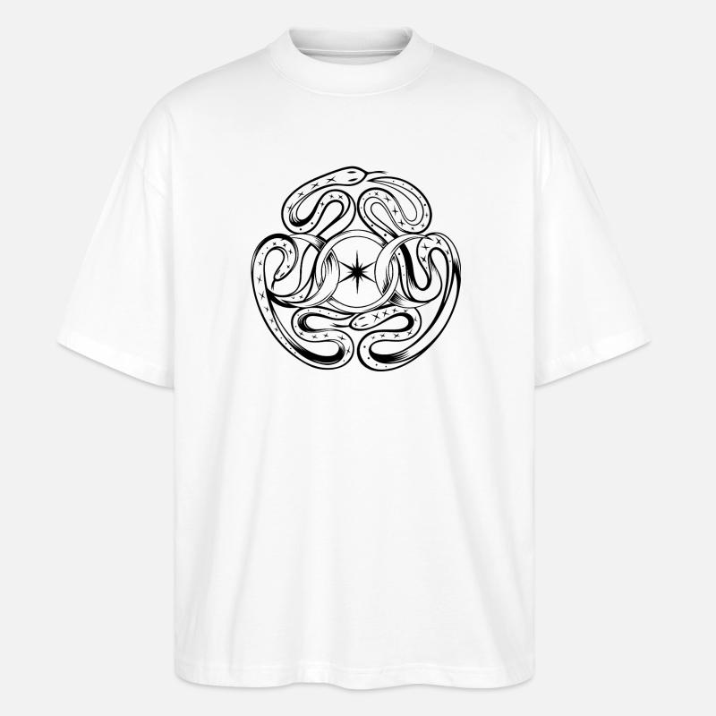 Schlangen mit Rad der Hekate - Stanley/Stella Oversized Unisex Bio T-Shirt Blaster 2.0 - Weiß