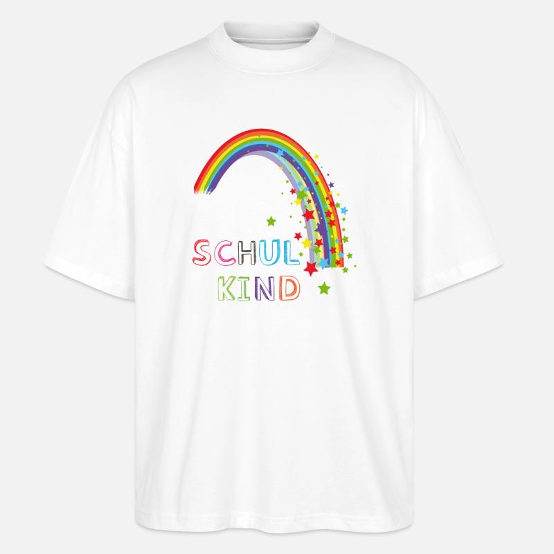Schulkind Regenbogen - Stanley/Stella Oversized Unisex Bio T-Shirt Blaster 2.0 - Weiß