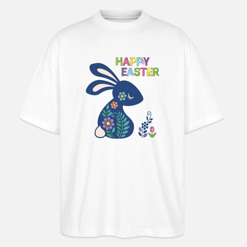 Osterhase Happy Easter - Stanley/Stella Oversized Unisex Bio T-Shirt Blaster 2.0 - Weiß